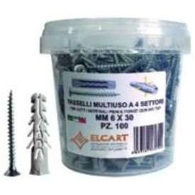 100 TASSELLI FISHER 6X30MM 4 SETTORI + VITI