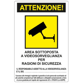 CARTELLO IN ALLUMINIO 300X200 MM PER VIDEOSORVEGLIANZA