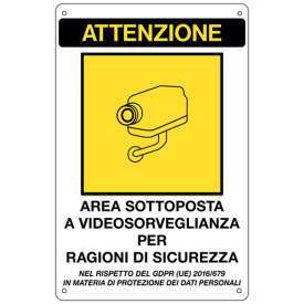 CARTELLO ADESIVO ATTENZIONE VIDEOSORVEGLIANZA