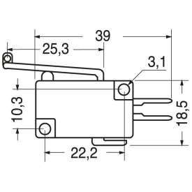 Alternative view of DEVIATORE MINIATURA CON LEVA + ROTELLA 5A 250V
