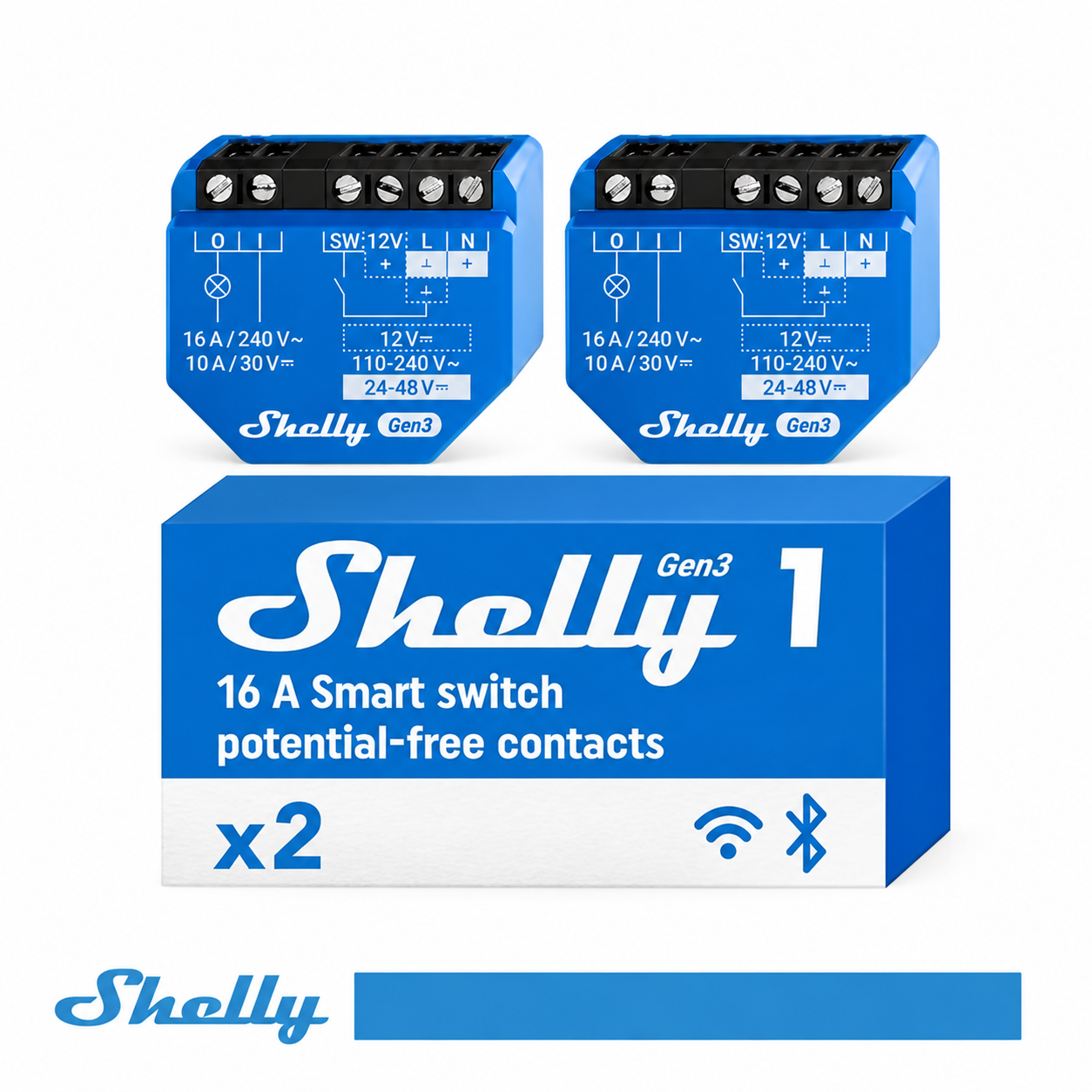 Shelly 1 Gen3 - Smart Relay contatto pulito 16A AC/DC WiFi/BT/Matter 2PACK 1 Shelly 1 Gen3 - Smart Relay contatto pulito 16A AC/DC WiFi/BT/Matter 2PACK