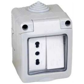 CONTENITORE CON INTERRUTTORE + PRESA BIPASSO 10/16A+T