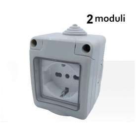 CONTENITORE CON PRESA SCHUKO/BIPASSO 10/16 + T