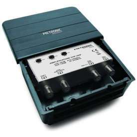 AMPLIFICATORE TV 5G 2 INGRESSI UHF 32DB REG + 1 VHF 20DB REG E 2 USCITE TV METRONIC