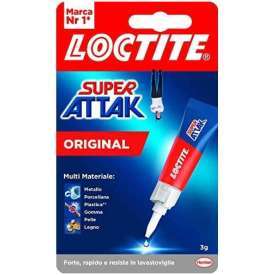 Loctite Super Attak Original, Colla liquida trasparente, Colla forte istantanea, Colla per plastica e molti altri materiali per