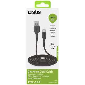 Alternative view of CAVO PER DATI E RICARICA USB-A - USB TIPO-C DA 3 METRI NERO SBS