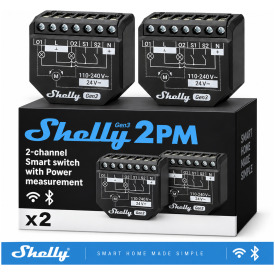 Shelly Plus 2PM Gen3 – Smart Relay Tapparelle 16A AC/DC WiFi/BT/Matter + PM – 2 PACK