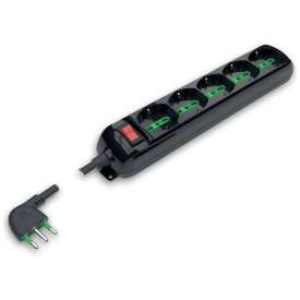 Multipresa 5 Posti Universale con Interruttore e Cavo 16A+T Nera: Connessione potente e sofisticata