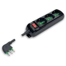 Multipresa 3 Posti Universale con Interruttore e Cavo 16A+T Nera: Connessione elegante e sicura