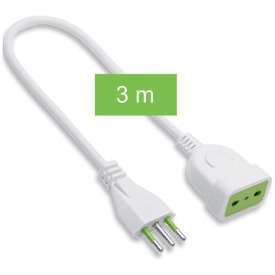 Prolunga 3m Spina 16A+T / Presa Bipasso Bianca: Estensione affidabile per una connessione sicura