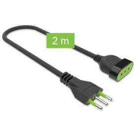 Prolunga 2m Spina 10A+T / Presa 10A Nera: Estensione elegante per una connessione discreta