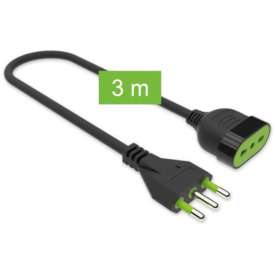 Prolunga 3m Spina 16A+T / Presa Bipasso Nera: Estensione affidabile per una connessione sicura