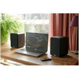 Alternative view of ALTOPARLANTE BLUETTOTH CON CASSA IN LEGNO NERO 100W 2 INGRESSI RCA E OTTICO E TELECOMANDO THOMSON WS602DUO T038786