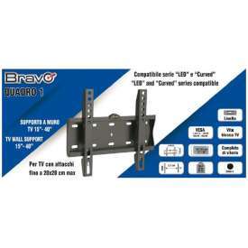 SUPPORTO BRACCIO FISSO PER TV DA 15 A 40 POLLICI IN FERRO ZINCATO NERO MADE IN ITALY BRAVO QUADRO 1 92402632