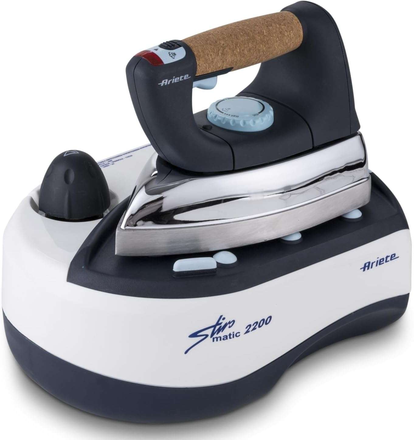 ARIETE 6257 STIROMATIC 2200 - FERRO DA STIRO CON CALDAIA IN ACCIAIO INOX - PIASTRA IN ALLUMINIO - MANICO IN SUGHERO - VAPORE 1 ARIETE 6257 STIROMATIC 2200 - FERRO DA STIRO CON CALDAIA IN ACCIAIO INOX - PIASTRA IN ALLUMINIO - MANICO IN SUGHERO - VAPORE