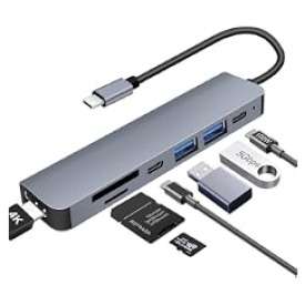 HUB TIPO C  8 IN 1 PD100W RJ45 USB 3.1 HDMI TF CARD SD