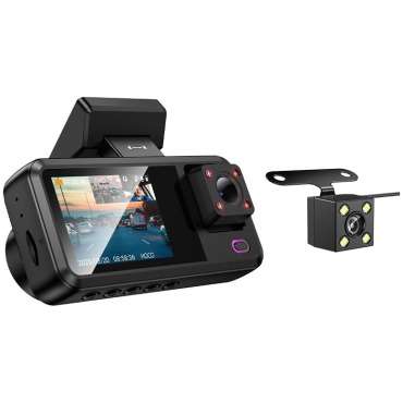 DASH CAM PER AUTO CON SCHERMO DA 2" 720P/30FPS + TELECAMERA INTERNA 480P/30FPS + TELECAMERA POSTERIORE 480P/30FPS DV15 NERA HOCO 9 DV15 3