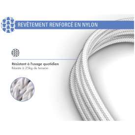 Alternative view of CAVO USB-C / LIGHTNING CON CERTIFICAZIONE MFI RINFORZATO IN NYLON CARICA VELOCE 2,4A BIANCO 2MT FORCE POWER F145606 GARANZIA A VITA