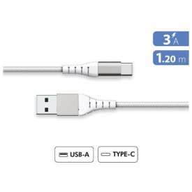 CAVO TIPO C RINFORZATO IN NYLON CARICA VELOCE 3A BIANCO 1,2MT FORCE POWER F149412 GARANZIA A VITA