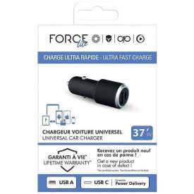 Alternative view of CARICATORE DOPPIO PER AUTO USB-A (12W) + USB-C (25W) DA 37 W POWER DELIVERY FORCE POWER F149957 GARANZIA A VITA