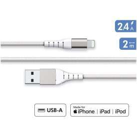 CAVO USB-A / LIGHTNING CON CERTIFICAZIONE MFI RINFORZATO IN NYLON CARICA VELOCE 2,4A BIANCO 2MT FORCE POWER F150962 GARANZIA A VITA CAVO USB-A / LIGHTNING CON CERTIFICAZIONE MFI RINFORZATO IN NYLON CARICA VELOCE 2,4A BIANCO 2MT FORCE POWER F150962 GARANZIA A VITA