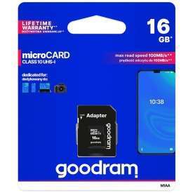 GoodRAM microSD 16GB class 10 UHS I + adapter – retail blister – M1AA-0160R12