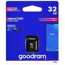GoodRAM microSD 32GB class 10 UHS I + adapter – retail blister – M1AA-0320R12