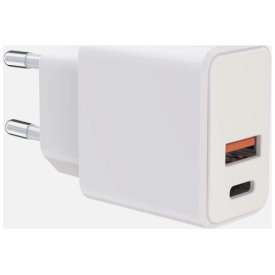 CARICABATTERIE DA RETE TIPO C + USB-A BIANCO 38W USB-A 18W + USB-C 20W POWER DELIVERY WOW CARICABATTERIE DA RETE TIPO C + USB-A BIANCO 38W USB-A 18W + USB-C 20W POWER DELIVERY WOW