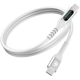 CAVO TIPO C / TIPO C RINFORZATO IN NYLON + DISPLAY CARICA ULTRA VELOCE 100W BIANCO 1,2MT BIGBEN