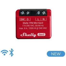 Shelly Mini 1PM Gen3 – Smart Relay 8A AC WiFi/BT/Matter + PM