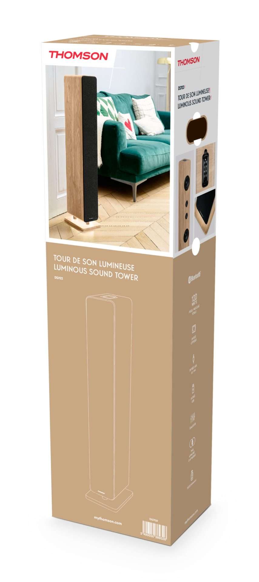 ALTOPARLANTE A TORRE BLUETOOTH IN LEGNO 120 WATT DS702 THOMSON 5 ALTOPARLANTE A TORRE BLUETOOTH IN LEGNO 120 WATT DS702 THOMSON - immagine 5