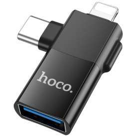 ADATTATORE OTG DA TIPO C (MASCHIO) / LIGHTNING (MASCHIO) A USB A (FEMMINA) 2IN1 HOCO UA17 ADATTATORE OTG DA TIPO C (MASCHIO) / LIGHTNING (MASCHIO) A USB A (FEMMINA) 2IN1 HOCO UA17