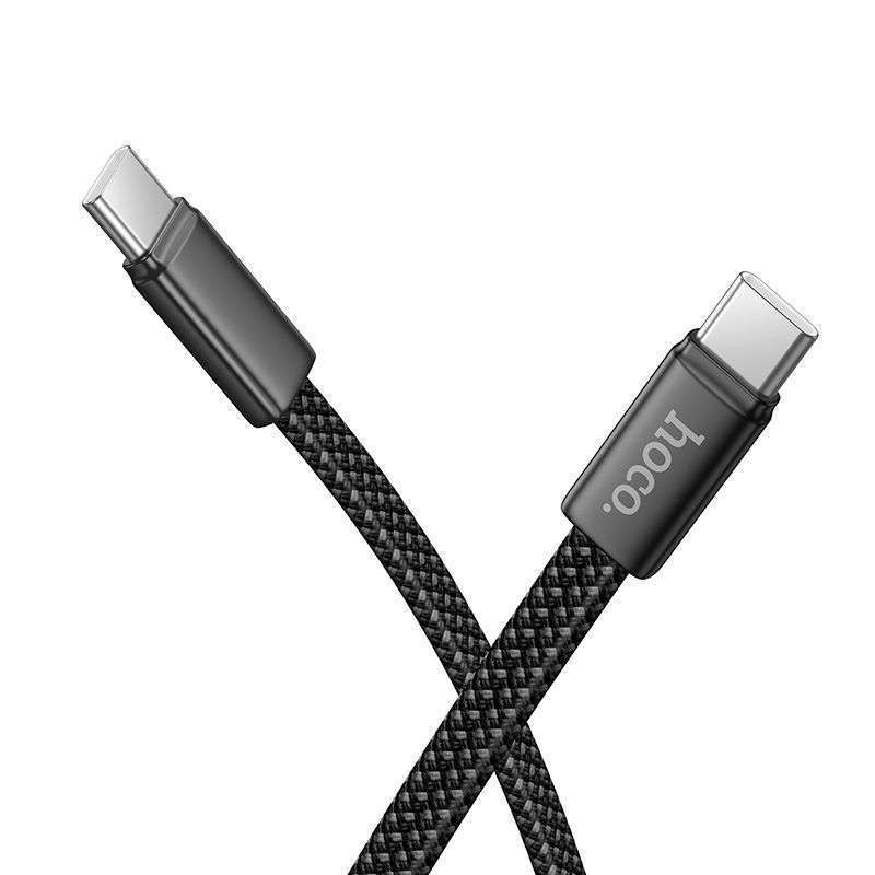 CAVO TIPO C - TIPO C PIATTO IN TRECCIA ULTRA RESISTENTE CARICA ULTRA VELOCE CERTIFICATO NERO 60W 1MT X125 HOCO 2 CAVO TIPO C - TIPO C PIATTO IN TRECCIA ULTRA RESISTENTE CARICA ULTRA VELOCE CERTIFICATO NERO 60W 1MT X125 HOCO - immagine 2