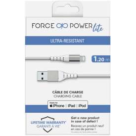 Alternative view of CAVO USB-A / LIGHTNING CON CERTIFICAZIONE MFI RINFORZATO IN NYLON CARICA VELOCE 2,4A BIANCO 1,2MT FORCE POWER F149415 GARANZIA A VITA