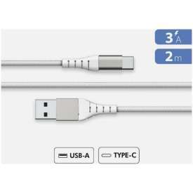 CAVO TIPO C RINFORZATO IN NYLON CARICA VELOCE 3A BIANCO 2MT FORCE POWER F150795 GARANZIA A VITA