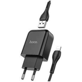 Alternative view of CARICABATTERIA DA RETE USB + CAVO PER LIGHTNING APPLE 2A N2 VIGOUR NERO HOCO