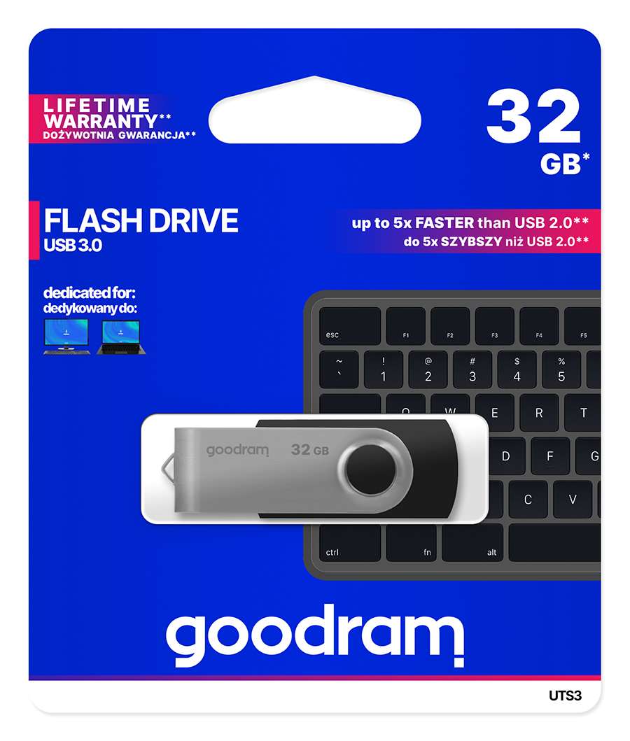 GoodRAM Pendrive 32GB UTS3 BLACK USB 3.2 - retail blister - UTS3-0320K0R11 1 GoodRAM Pendrive 32GB UTS3 BLACK USB 3.2 - retail blister - UTS3-0320K0R11